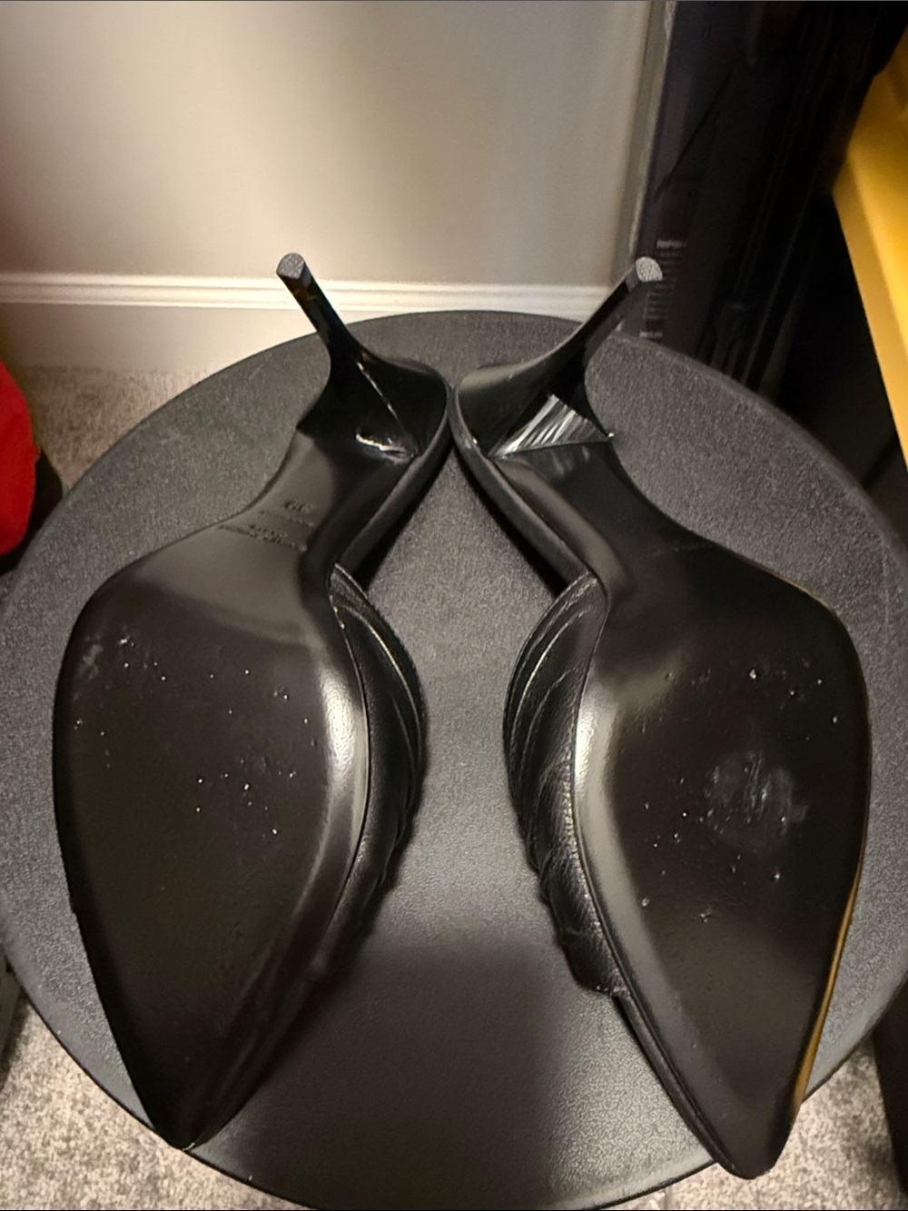 Saint Laurent Black Leather Slide Mules with Gold YSL Accent - Picture 2 of 2